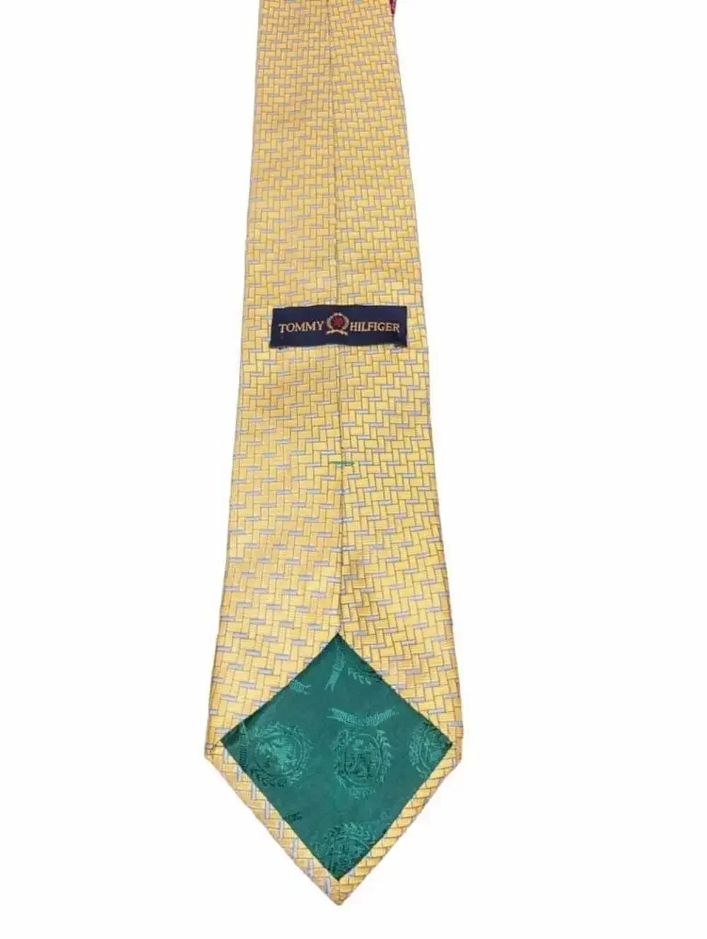 Tommy Hilfiger Yellow Silk Necktie with Basketweave Pattern